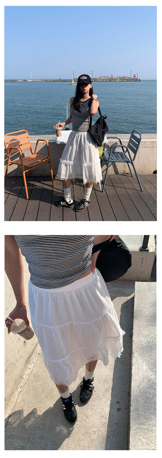 mesh slim skirt
