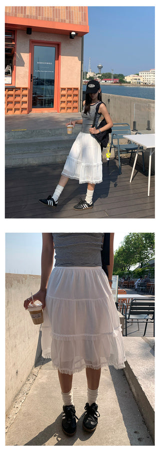 mesh slim skirt