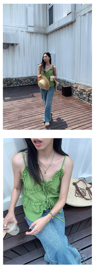 lace-up wide jeans