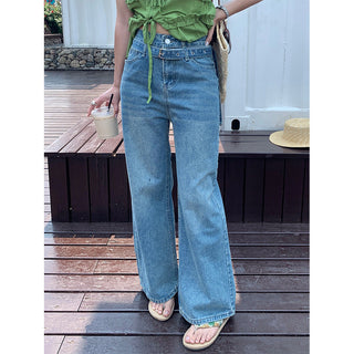 lace-up wide jeans