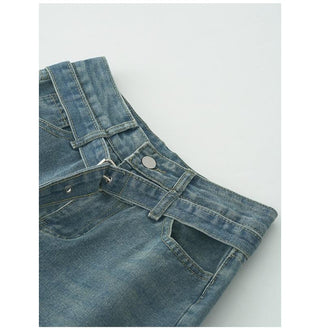 lace-up wide jeans