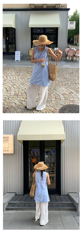linen straight pants