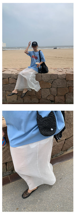layered long skirt
