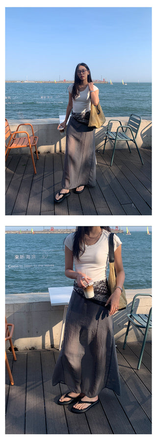 layered long skirt