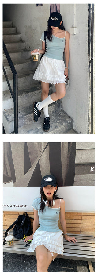 lace-up short skirt