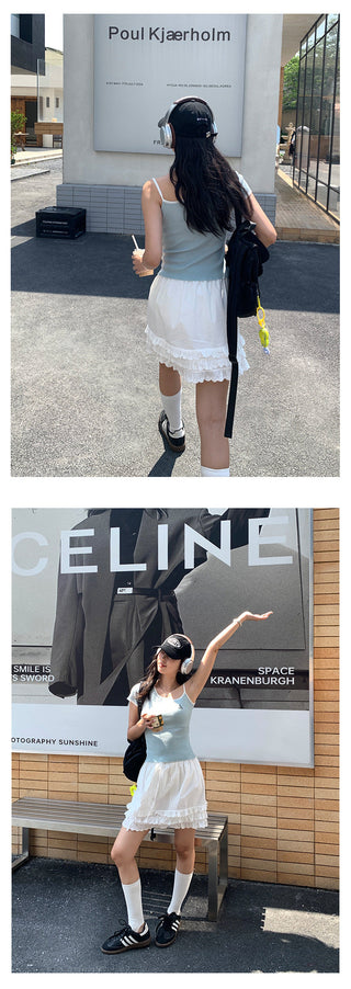 lace-up short skirt
