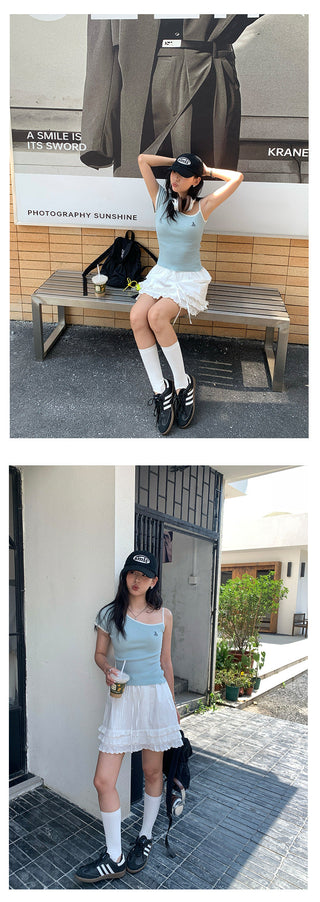 lace-up short skirt