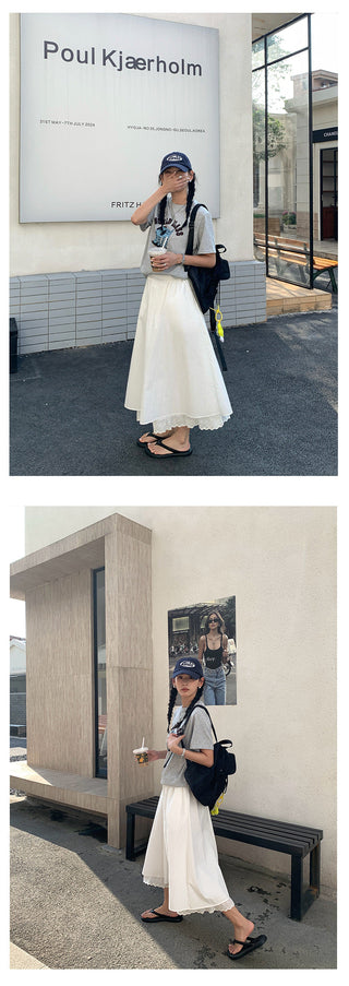 elastic long skirt