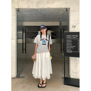 elastic long skirt