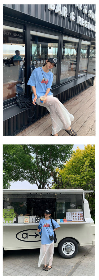 layered long skirt