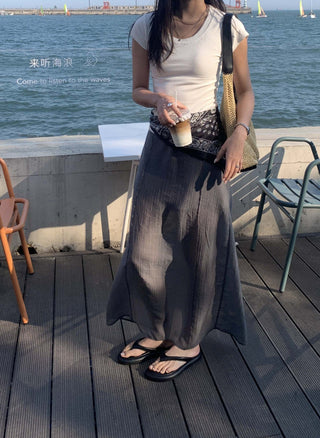 layered long skirt