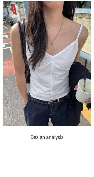 pleated suspender vest
