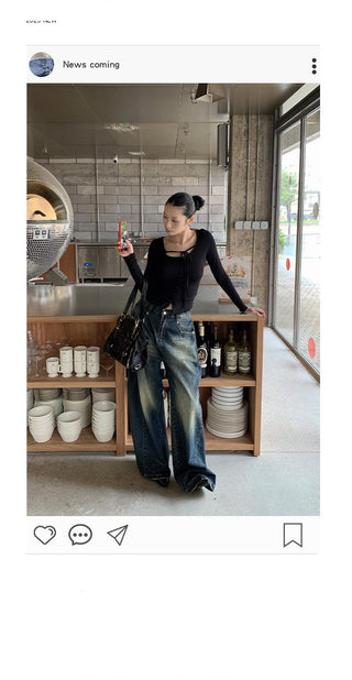 pleated straight jeans
