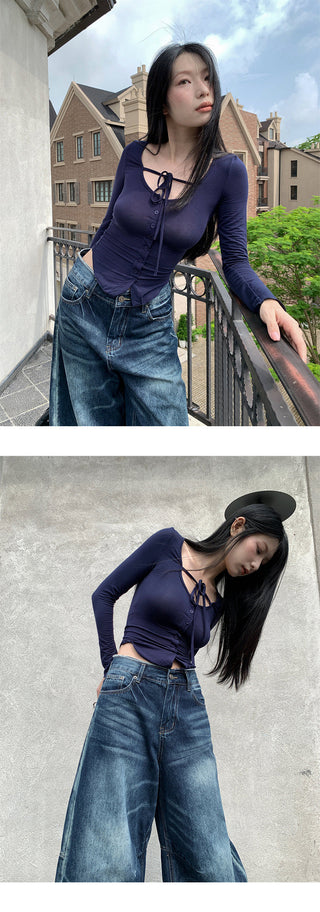 lace-up cardigan