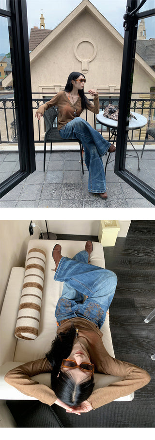 embroidered wide jeans