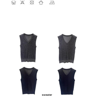 V-neck knit vest
