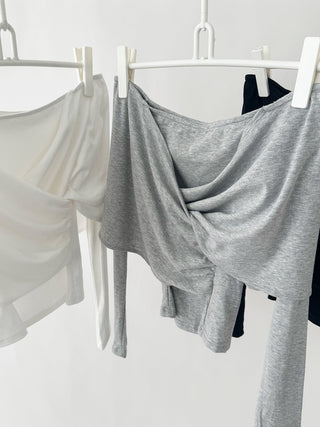 pleated off-shoulder