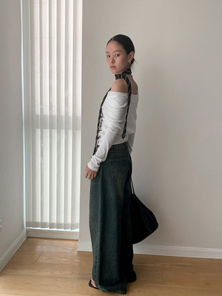 pleated off-shoulder