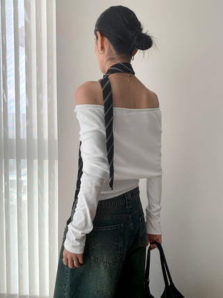 pleated off-shoulder