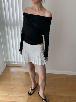 pleated off-shoulder