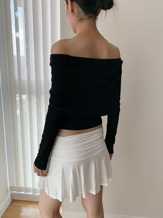 pleated off-shoulder