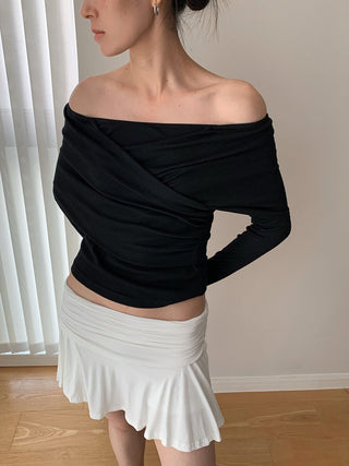 pleated off-shoulder