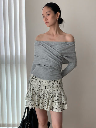 pleated off-shoulder