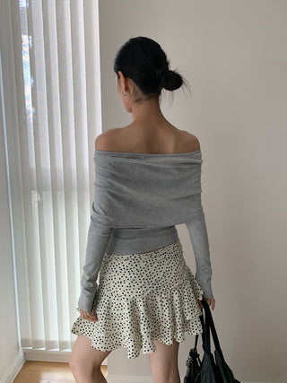 pleated off-shoulder