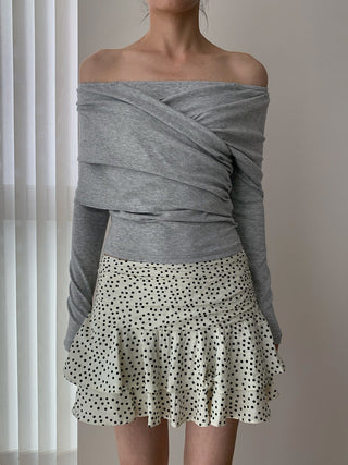 pleated off-shoulder