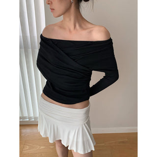 pleated off-shoulder