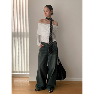 pleated off-shoulder