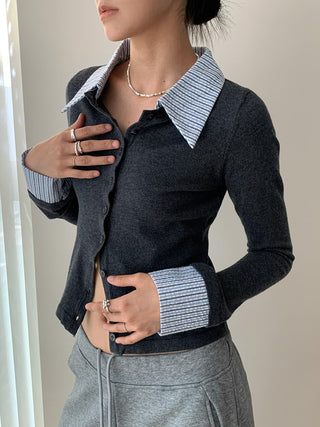 shirt collar cardigan