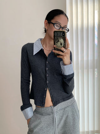 shirt collar cardigan