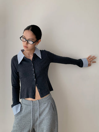 shirt collar cardigan
