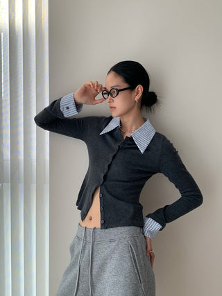 shirt collar cardigan