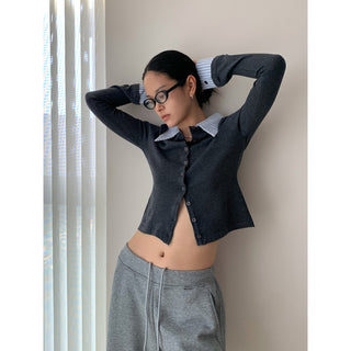 shirt collar cardigan