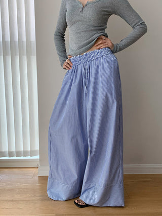 striped wide pants