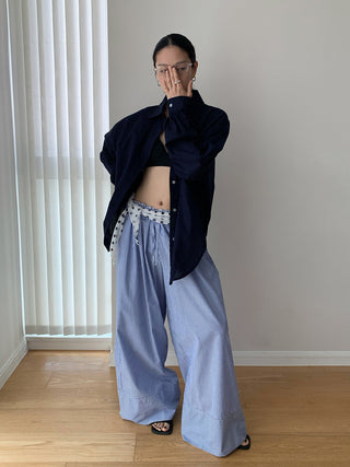 striped wide pants
