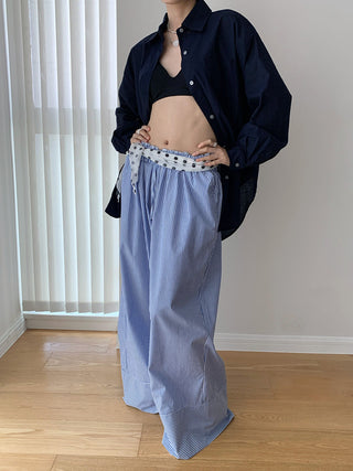 striped wide pants