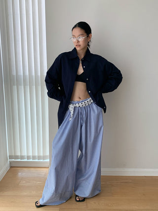 striped wide pants