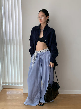 striped wide pants