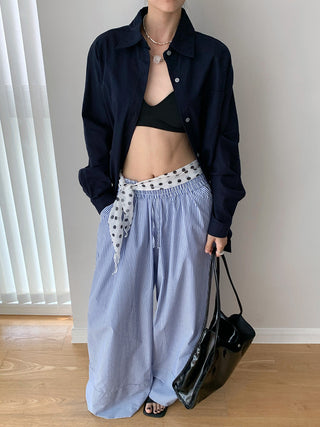 striped wide pants