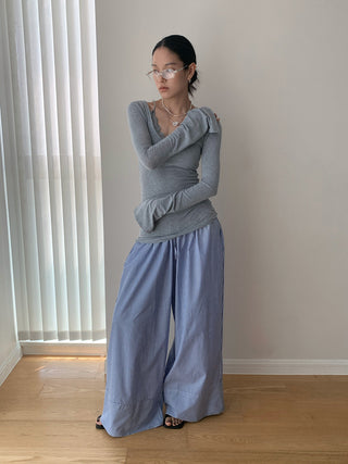 striped wide pants