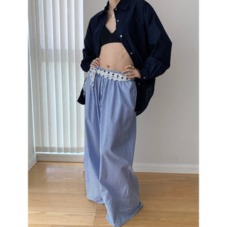 striped wide pants
