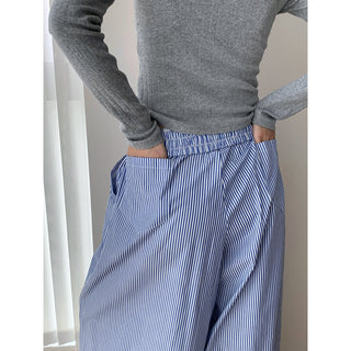 striped wide pants
