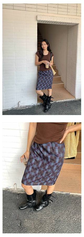 plaid straight skirt