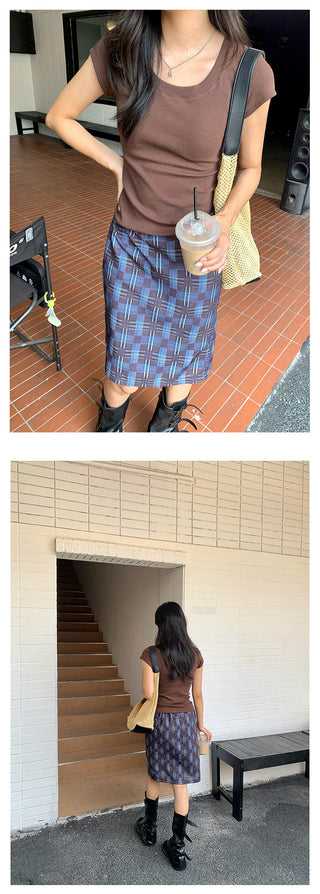 plaid straight skirt