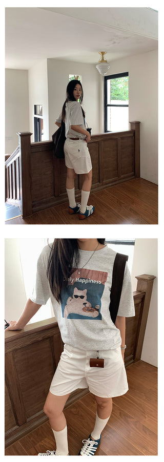 pleated denim shorts