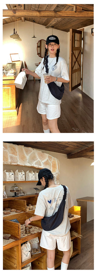 pleated denim shorts