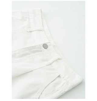 pleated denim shorts